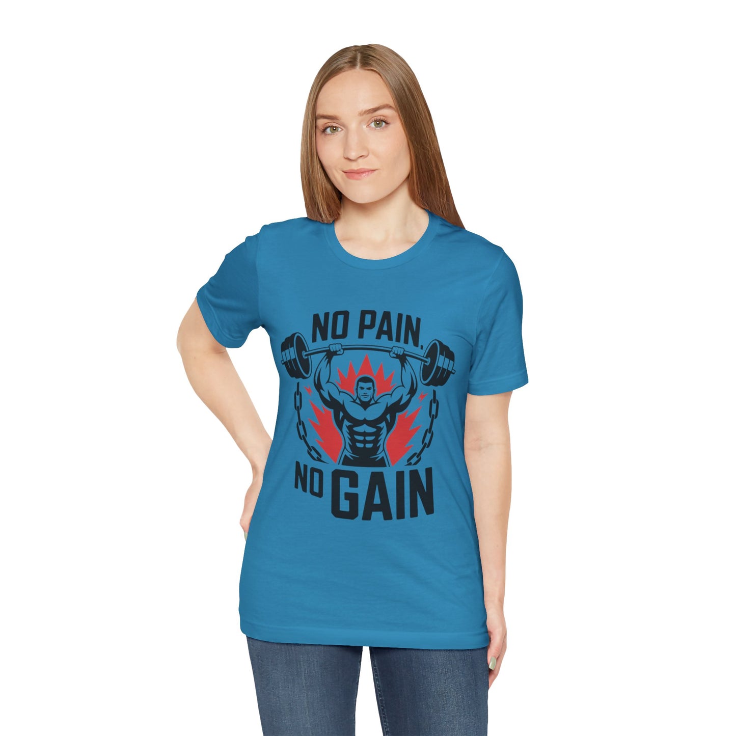 No Pain No Gain Fitness Tee, Gym Shirt, Workout Apparel, Motivational T-Shirt, Fitness Gift, Exercise Clothing